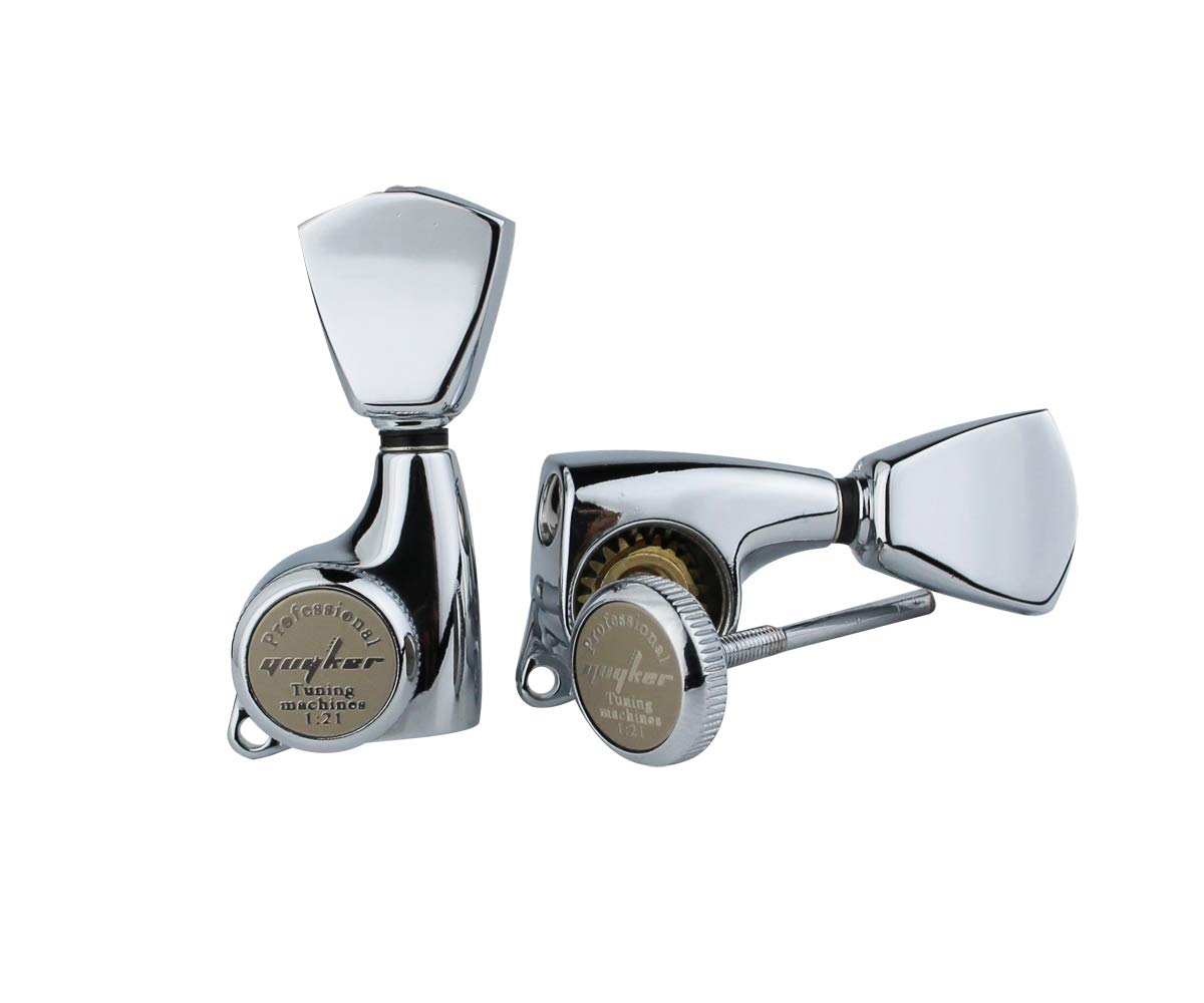 Guyker 6Pcs Guitar Locking Tuners (3L + 3R Handed) - 1:21 Lock String Sealed Tuning Key Pegs Machine Heads with Keystone Knob Re